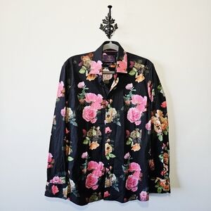Floral Black Button Down Shirt